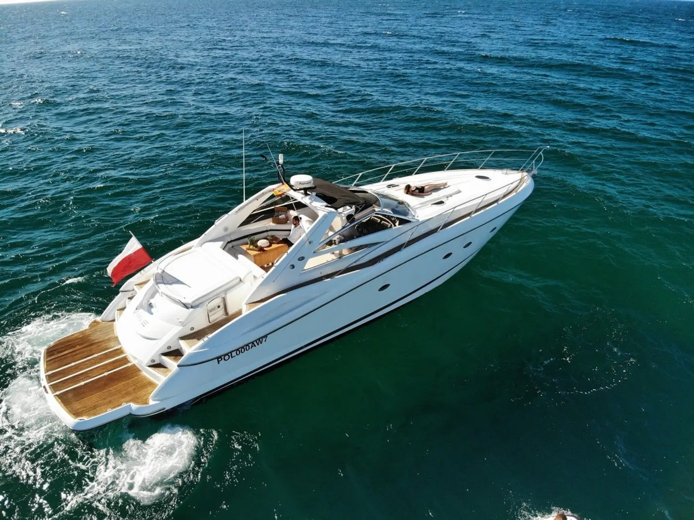 Aerial view of Sunseeker Predator 55 Vibe on open water