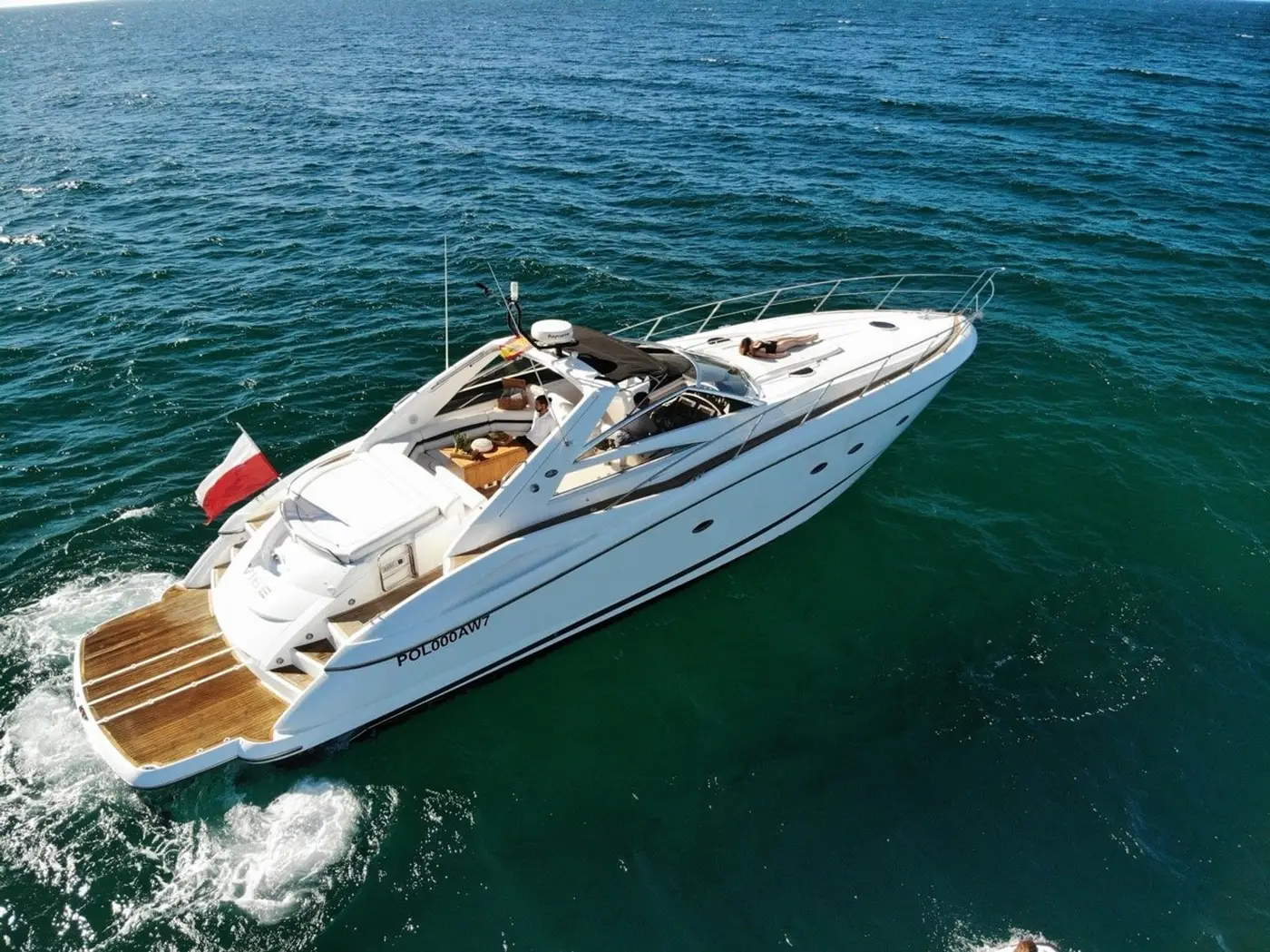 Aerial view of Sunseeker Predator 55 Vibe on open water