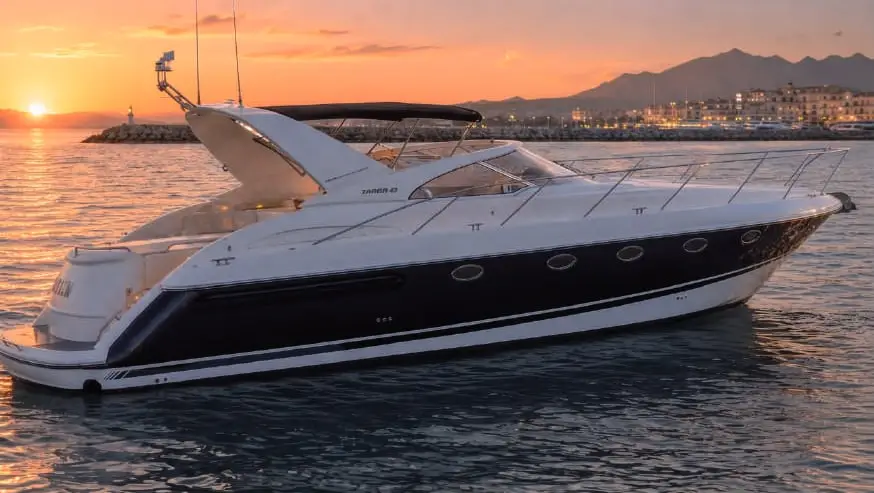 Fairline Targa BLTN at sunset off Puerto Banús