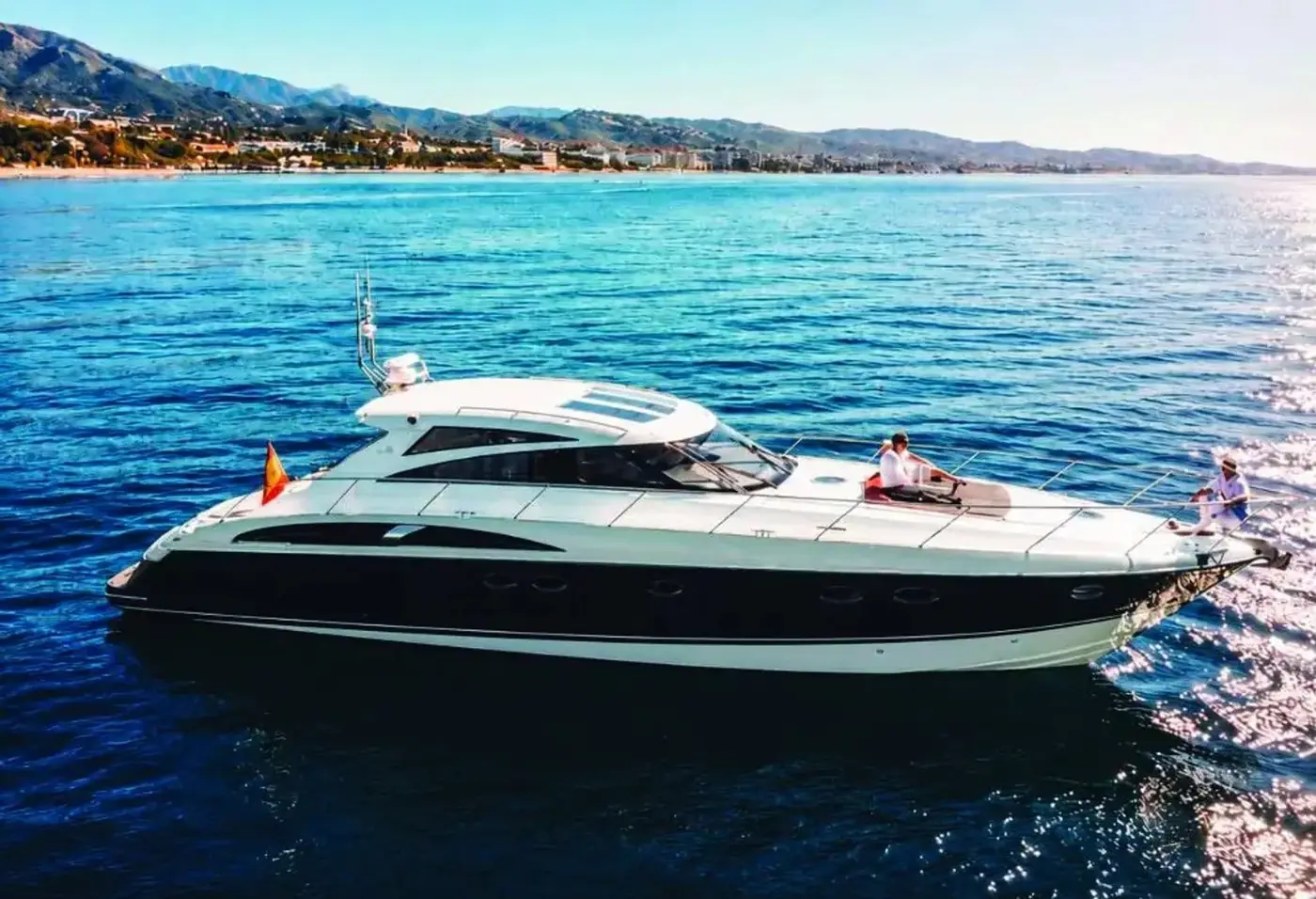 Sun pads on the bow of Princess V58 Candela