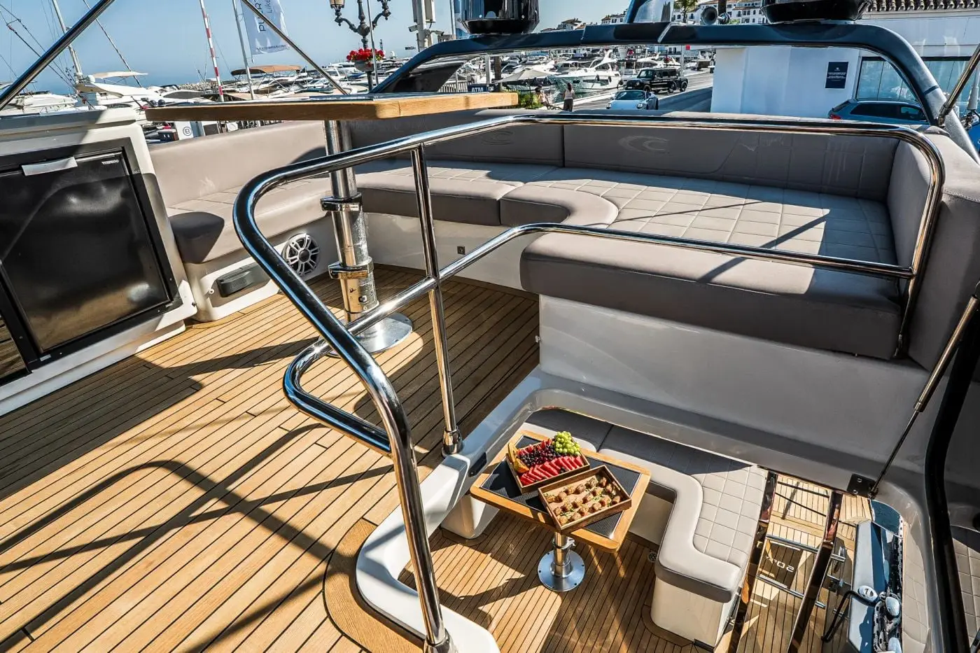 Flybridge sun deck of Cobrey 50 Fly Swederm