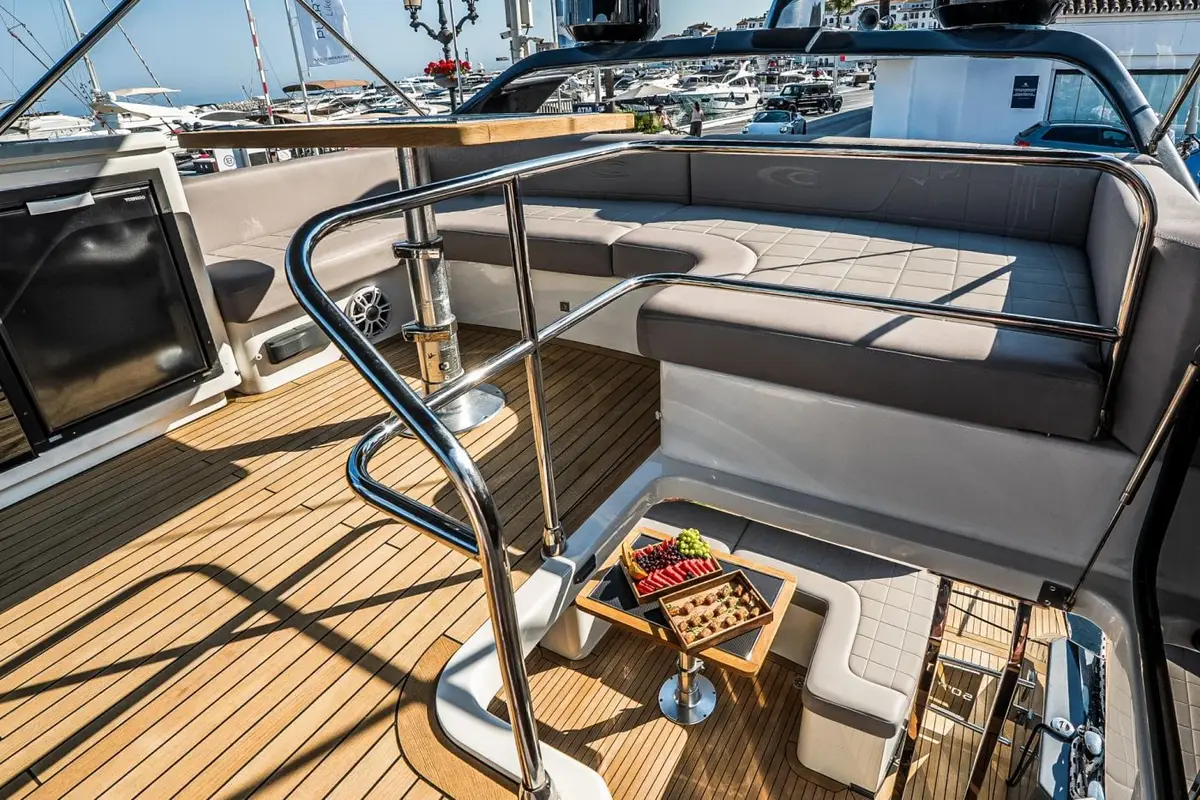 Flybridge sun deck of Cobrey 50 Fly Swederm