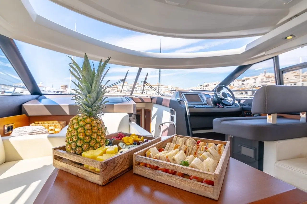 Cockpit seating and helm on Prestige 500S La Brisa