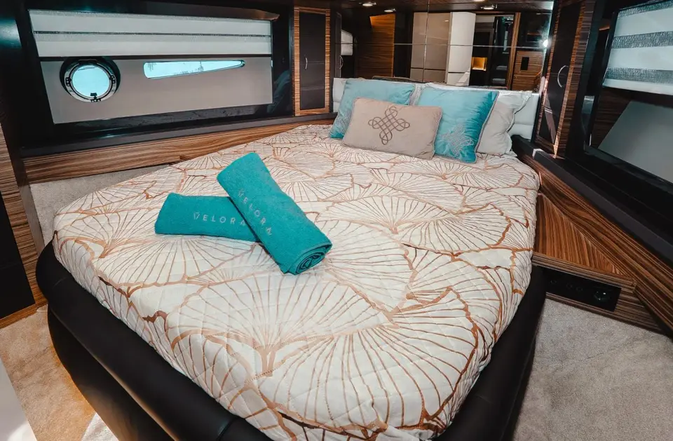 Guest cabin below deck on Cobrey 50 Fly Swederm