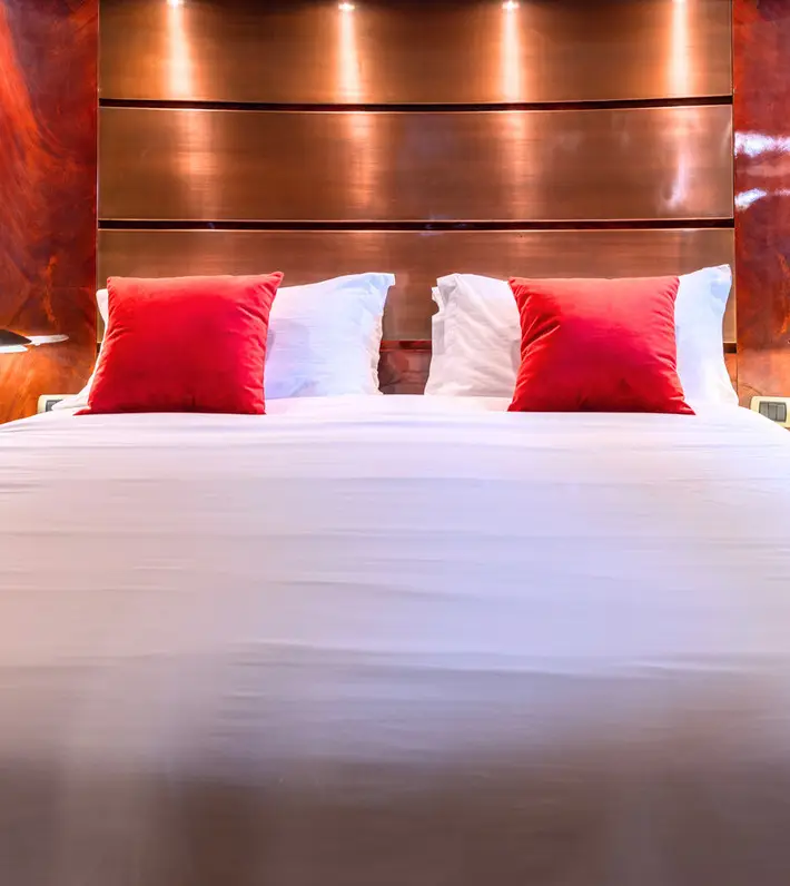 Master cabin with a double bed